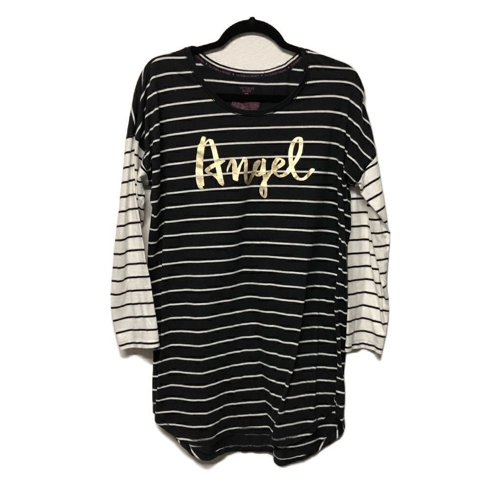 Victorias Secret Size Medium Black & White Angel Tunic Shirt or Sleep Shirt